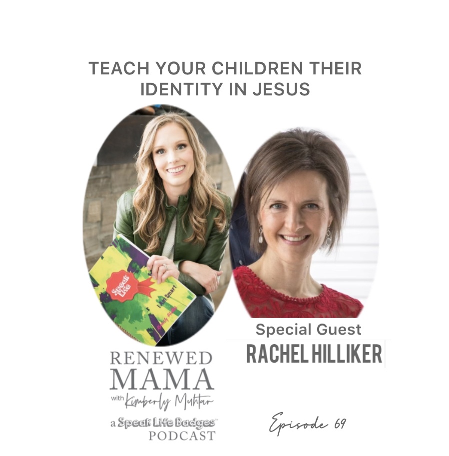 image of Kimberly Muhtar and Rachel Hilliker smiling, two homeschool moms talking about teaching your children their identity in Jesus, Christian mom