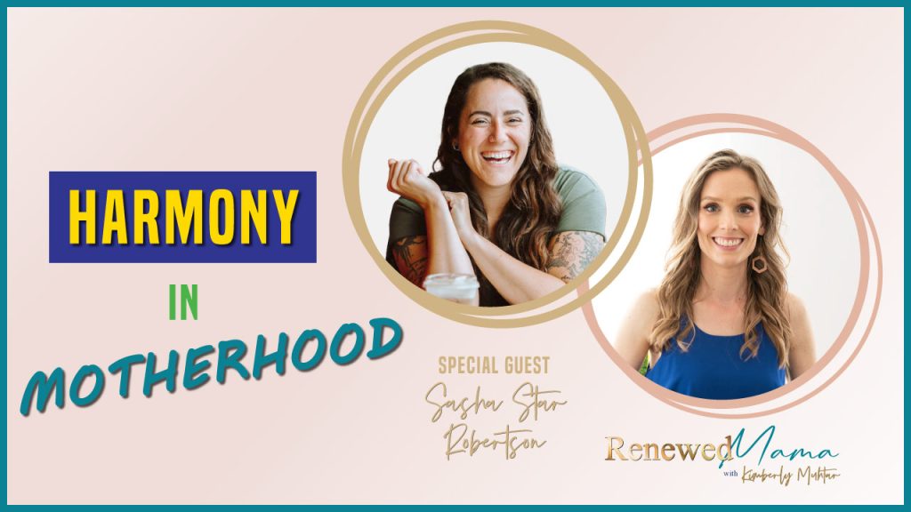 two women smiling, harmony, balance and peace in motherhood, it is possible, Special guest Sasha Star Robertson, Intentional Abundance Co, time management, motherhood with God, mom coaching, Renewed Mama Podcast