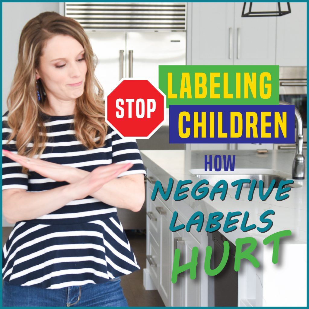 woman with her hands crossed in an x, look in her face that says no, stop labeling children because negative labels hurt a child's identity, Speak Life Badges, Renewed Mama Coaching, parenting tips, parent coaching