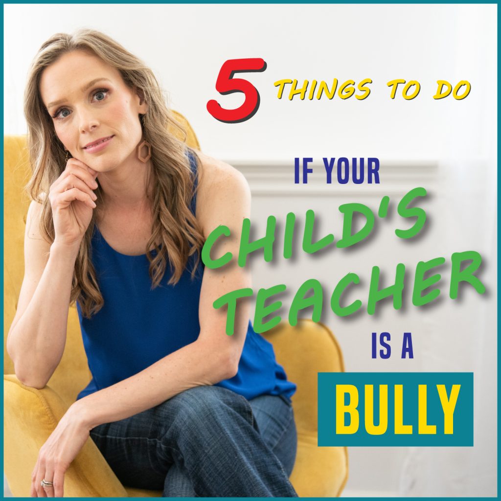 a woman sitting on a chair thinking about five things to do if your child's teacher is a bully, stop bullying, parenting tip, keep children safe from teacher bullies