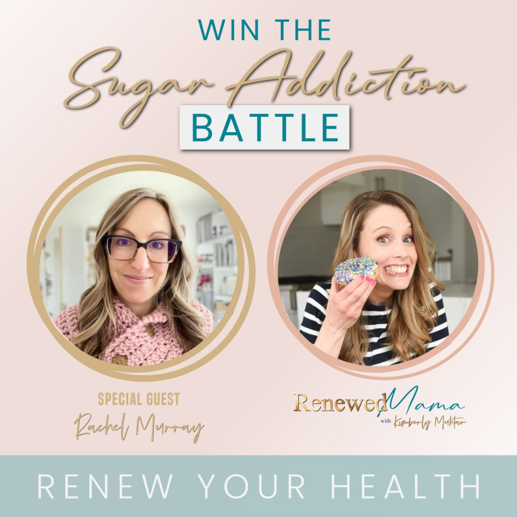 two women smiling, one holding a donut, Renew Your Health, Win the Sugar Addiction Battle, taking care of our health, motherhood, mom life, Renewed Mama Podcast