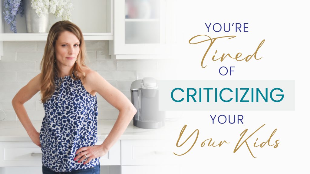 Blonde haired woman with hands on her hips scowling. If you're tired of criticizing your kids, learn how to stop judgment and replace it with a positive, encouraging atmosphere in your home. parent coaching Renewed Mama Coaching Kimberly Muhtar